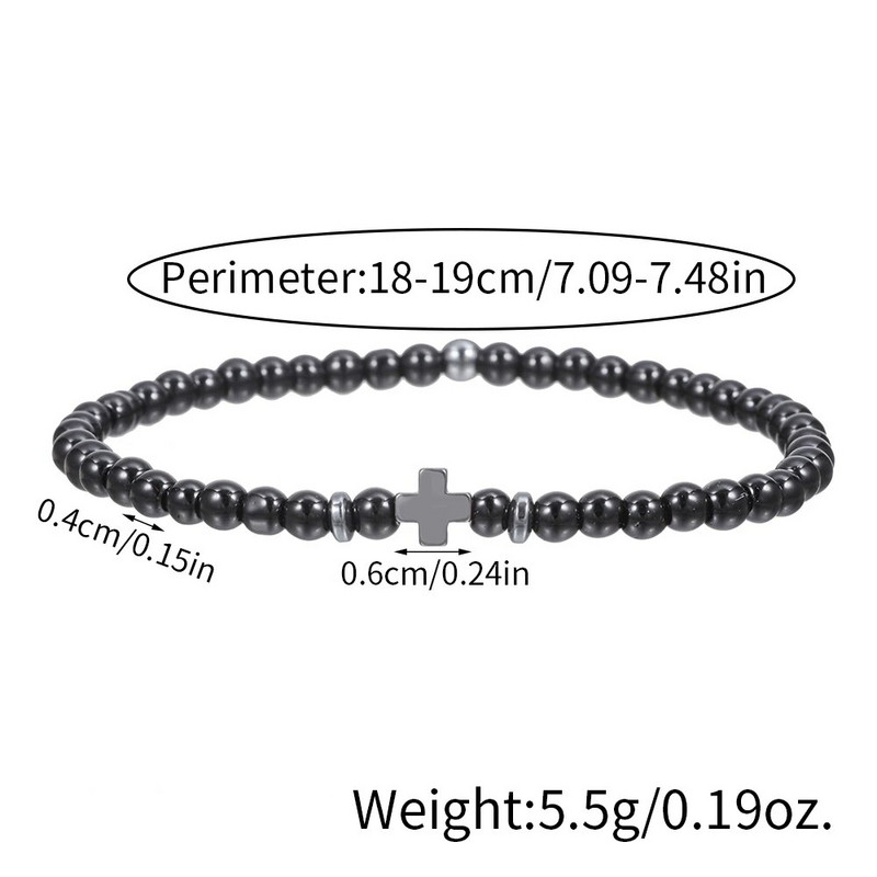 Brățară bărbați 4mm Turcoaz Lavă Hematit Brățară Hematit Cruce mărgele de orez Brazalete Homme Boyfriend Gift Pulsera Hombre