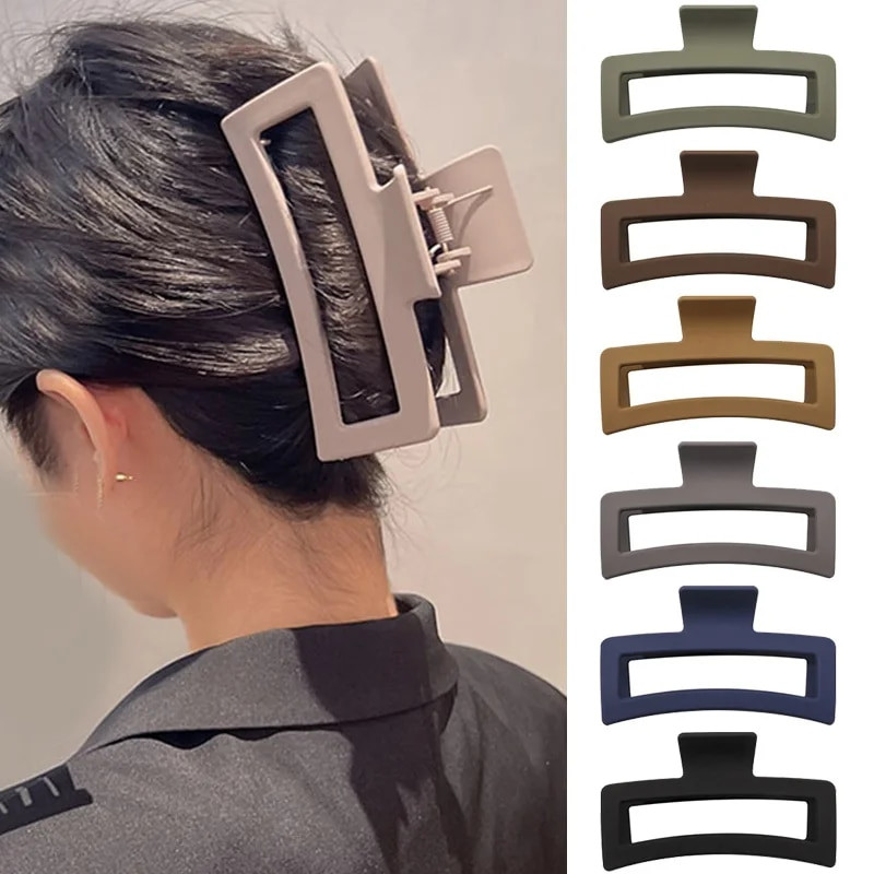 Ingyenes kiszállítás Nagyméretű rák hajcsatok női cápa kapcsok matt téglalap alakú geometrikus hajkapcsok 13 cm nagy barrettes fejfedők