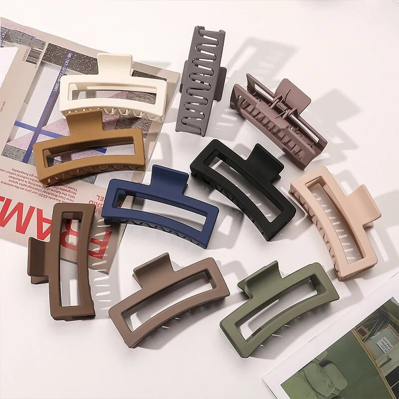 Ingyenes kiszállítás Nagyméretű rák hajcsatok női cápa kapcsok matt téglalap alakú geometrikus hajkapcsok 13 cm nagy barrettes fejfedők