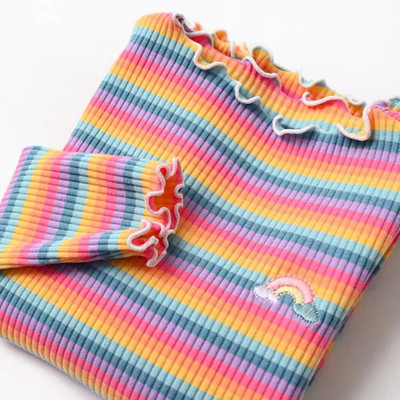 Tricouri pentru copii, dungi colorate, imprimeu flori, haine pentru copii de la 2 până la 6 ani, tricouri pentru fete, ținute de tip boutique pentru fete