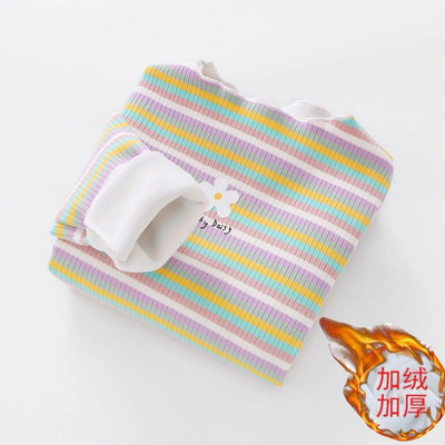 Tricouri pentru copii, dungi colorate, imprimeu flori, haine pentru copii de la 2 până la 6 ani, tricouri pentru fete, ținute de tip boutique pentru fete