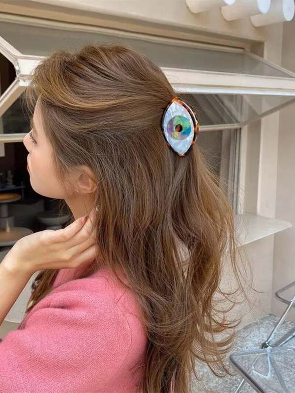 Színes acetát ördögszem geometrikus rákszőr-karmos kapcsos női fejdísz Evil Eye Hajtű Barrettes Hajkiegészítők 2023