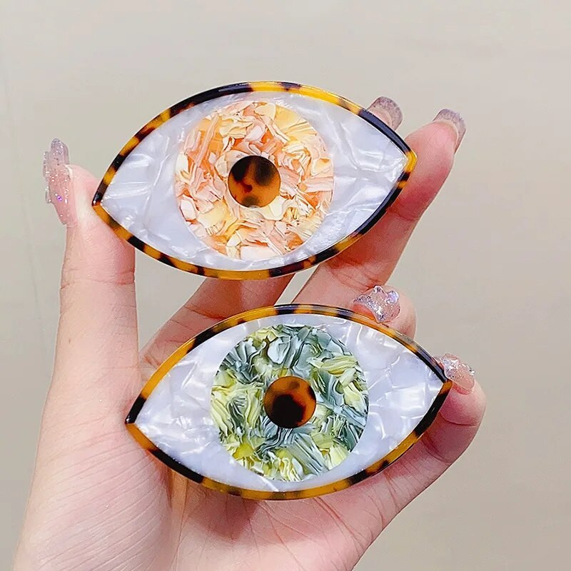 Színes acetát ördögszem geometrikus rákszőr-karmos kapcsos női fejdísz Evil Eye Hajtű Barrettes Hajkiegészítők 2023