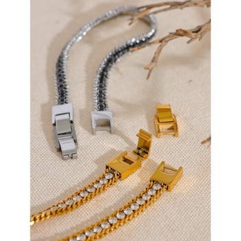 Yhpup 22cm Ανδρικά αδιάβροχα κοσμήματα υψηλής ποιότητας Bling κυβικά ζιργκόν με αλυσίδα από ανοξείδωτο ατσάλι Κομψό βραχιόλι Μόδα μπιζού