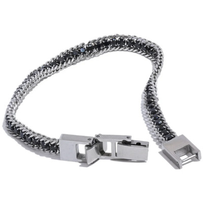 Yhpup 22 cm-es férfi vízálló ékszerek kiváló minőségű Bling cirkónia rozsdamentes acél lánc stílusos karkötő karperec divat bizsu