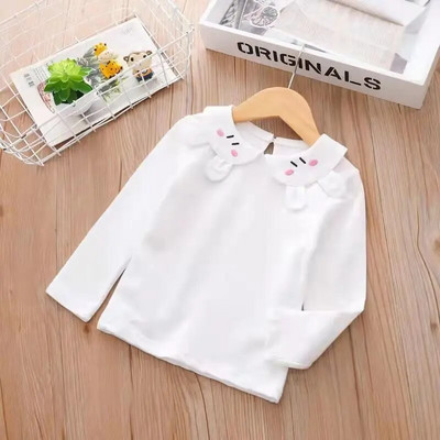 Új tavaszi ősz 2 3 4 5 6 8 10 éves gyermekruházat lehajtható nyakú, hosszú ujjú farmer blúz ing gyerekeknek kislányoknak