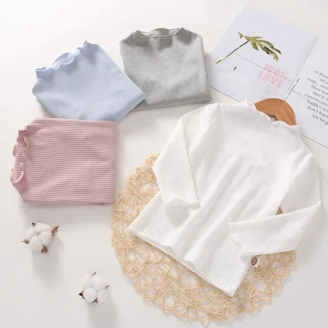 Kislány ingek Hosszú ujjú felsők Tipegő Gyerekek Pamut Alsóing Gyermek Termál fehérnemű Gyerek garbó alsónadrág