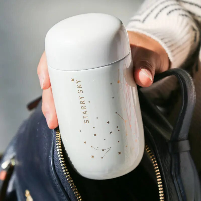 Mini cană termoizolată Sticlă de apă sport Cer înstelat Mini capacitate băutură etanșă Cana de cafea Balon de vid din oțel inoxidabil