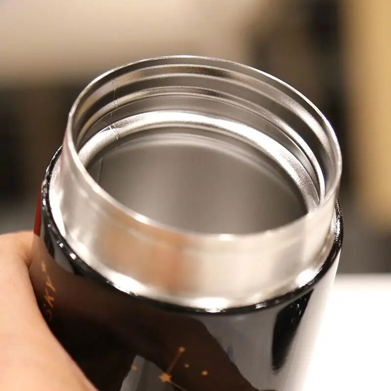 Mini cană termoizolată Sticlă de apă sport Cer înstelat Mini capacitate băutură etanșă Cana de cafea Balon de vid din oțel inoxidabil