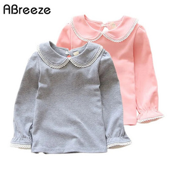 Abreeze New Παιδικά T-shirts για κορίτσια Άνοιξη φθινόπωρο βαμβακερά ρούχα για κορίτσια Ροζ λευκό Παιδικό μπλουζάκι μασίφ μακρυμάνικο για κορίτσια