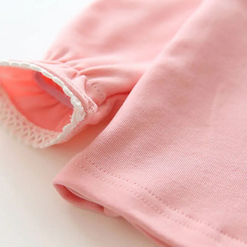 Abreeze Нови детски тениски за момичета, пролет, есен, памучни дрехи за момичета, розови, бели детски тениски, едноцветни момичешки ризи с дълъг ръкав