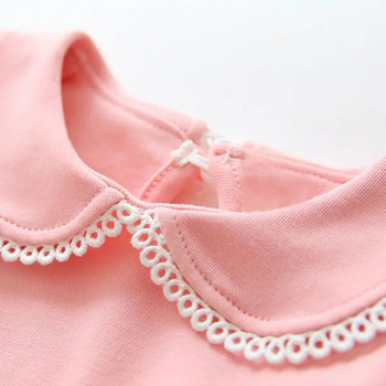 Abreeze New Παιδικά T-shirts για κορίτσια Άνοιξη φθινόπωρο βαμβακερά ρούχα για κορίτσια Ροζ λευκό Παιδικό μπλουζάκι μασίφ μακρυμάνικο για κορίτσια