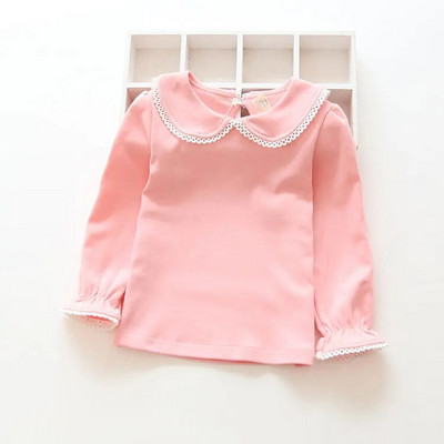 Abreeze nauji vaikiški marškinėliai mergaitėms pavasario rudens medvilnė mergaičių drabužiai rožiniai balti vaikiški marškinėliai solidūs mergaičių marškinėliai ilgomis rankovėmis