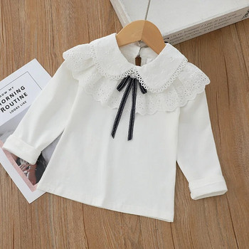 Παιδικά πουκάμισα Σχολικά κορίτσια Λευκές μπλούζες Μακρυμάνικα Δαντελένια Πουκάμισα Παιδικό Πουκάμισο Βρεφικό Μικρό Εφηβικό Casual Παιδικά Ρούχα