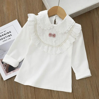 Παιδικά πουκάμισα Σχολικά κορίτσια Λευκές μπλούζες Μακρυμάνικα Δαντελένια Πουκάμισα Παιδικό Πουκάμισο Βρεφικό Μικρό Εφηβικό Casual Παιδικά Ρούχα