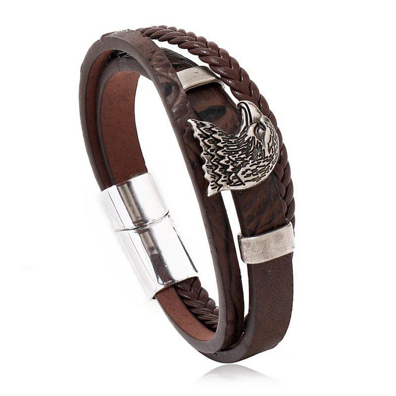 Új bőr karkötők férfi rozsdamentes acél többrétegű fonott kötél karkötők férfi női karkötők ékszerek Pulsera Hombre