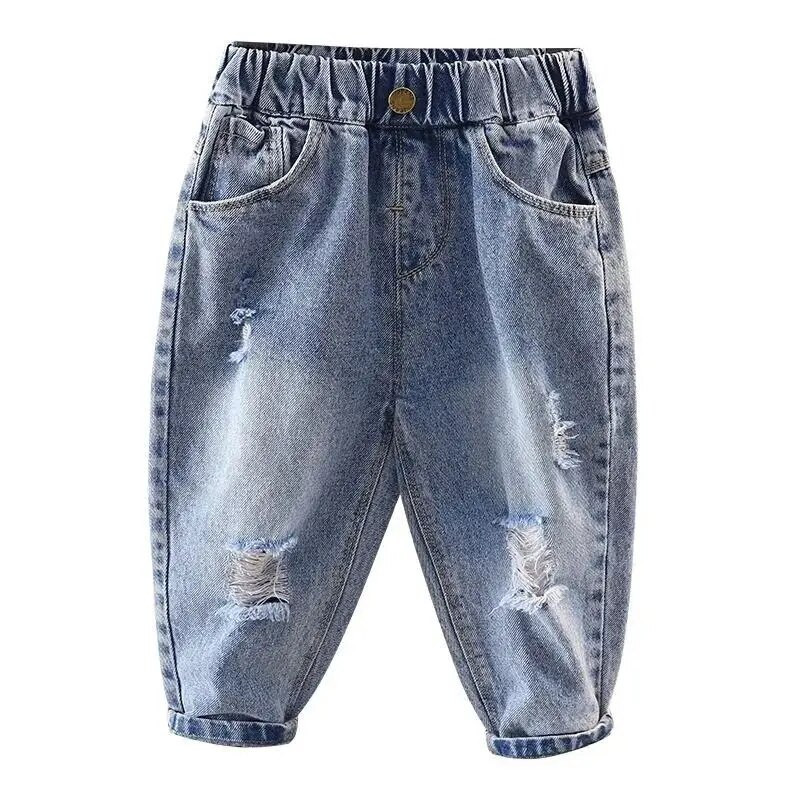 Pantaloni pentru copii de primăvară și toamnă Blugi noi băieți și bebeluși la modă ocazional blugi perforați pantaloni băieți