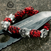 Brățară de mască de epocă Noh pentru bărbați, accesorii pentru demon japonez, lucrate manual, Brățări de frânghie de supraviețuire reglabile, bijuterii cu pandantiv cuțit amuletă