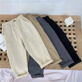Pantaloni casual de primăvară pentru copii, băieți, 2023, pantaloni drepti elastici, din bumbac pur, pentru copii mici, pantaloni coreeni pentru bebeluși, 2-8 ani