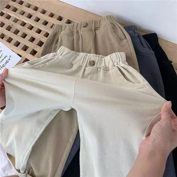 Детски пролетни ежедневни панталони за момчета 2023 Детски еластични прави панталони от чист памук за малки деца Нови корейски бебешки панталони 2-8 г.