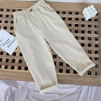 Pantaloni casual de primăvară pentru copii, băieți, 2023, pantaloni drepti elastici, din bumbac pur, pentru copii mici, pantaloni coreeni pentru bebeluși, 2-8 ani