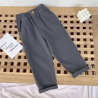 Pantaloni casual de primăvară pentru copii, băieți, 2023, pantaloni drepti elastici, din bumbac pur, pentru copii mici, pantaloni coreeni pentru bebeluși, 2-8 ani
