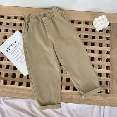 Pantaloni casual de primăvară pentru copii, băieți, 2023, pantaloni drepti elastici, din bumbac pur, pentru copii mici, pantaloni coreeni pentru bebeluși, 2-8 ani