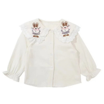 Παιδικό πουκάμισο για κορίτσια άνοιξη και φθινόπωρο Παιδικό 2024 Νέα κορεατική μόδα Μεγάλο γιακά πόλο μακρυμάνικο μπλουζάκι κάτω από κάτω για κορίτσια