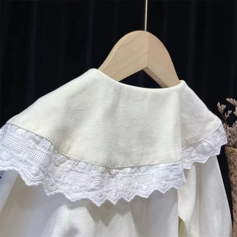 Laste tüdrukute särk Kevad- ja sügisstiilis laste 2024. aasta uus Korea moe suur polokrae, pikkade varrukatega aluskate, tüdrukute topp