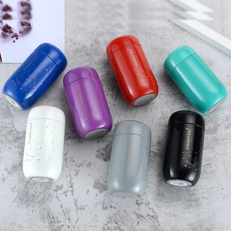 Sticle termoizolante de 200 ml, mini cană de cafea rezistentă la scurgeri, din oțel inoxidabil 304, drăguț cu două straturi, ceașcă cu apă