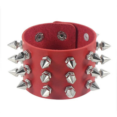Trei rânduri Cuspidal Spikes Rivet Stud Manșetă lată Piele PU Punk Rock Gotic Brățară Unisex Bijuterii Brățară din piele