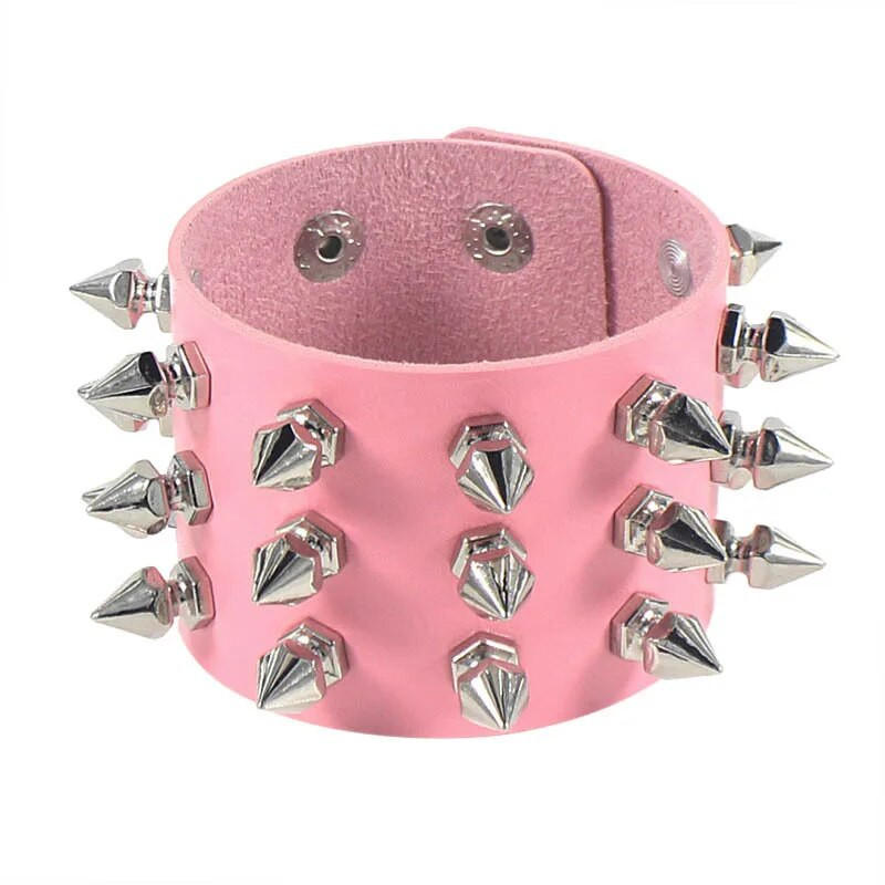Trei rânduri Cuspidal Spikes Rivet Stud Manșetă lată Piele PU Punk Rock Gotic Brățară Unisex Bijuterii Brățară din piele