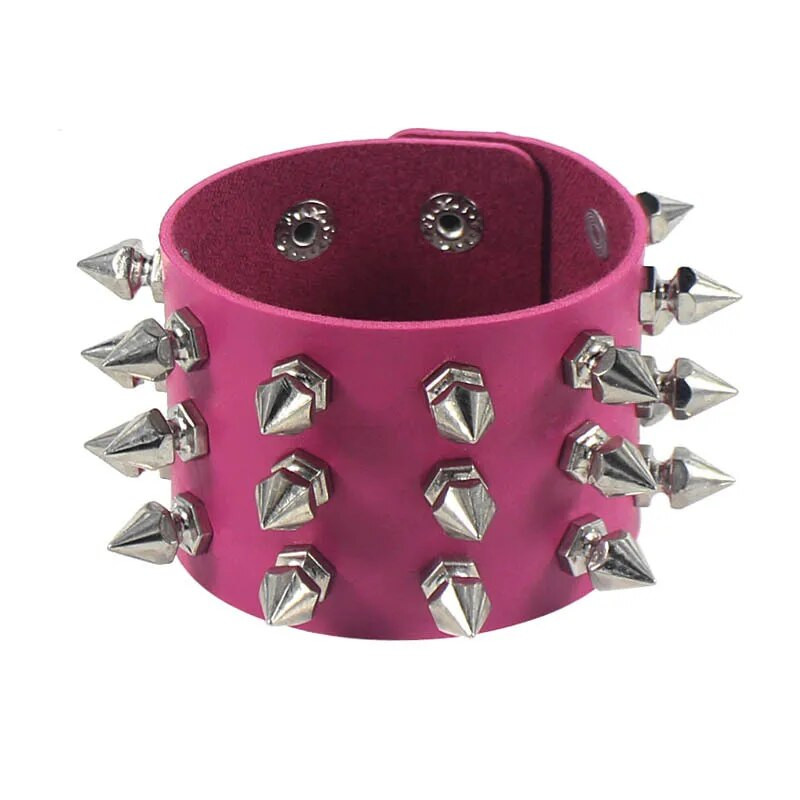 Trei rânduri Cuspidal Spikes Rivet Stud Manșetă lată Piele PU Punk Rock Gotic Brățară Unisex Bijuterii Brățară din piele