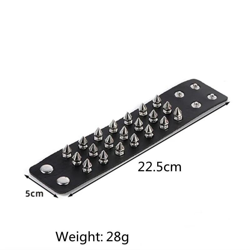 Trei rânduri Cuspidal Spikes Rivet Stud Manșetă lată Piele PU Punk Rock Gotic Brățară Unisex Bijuterii Brățară din piele