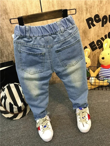 Бебе момче момиче Свободни дънки Нова мода Корейски стил Ежедневни дупки Sto Jeans Пролет Лято Детски дънкови панталони за 2-6 години
