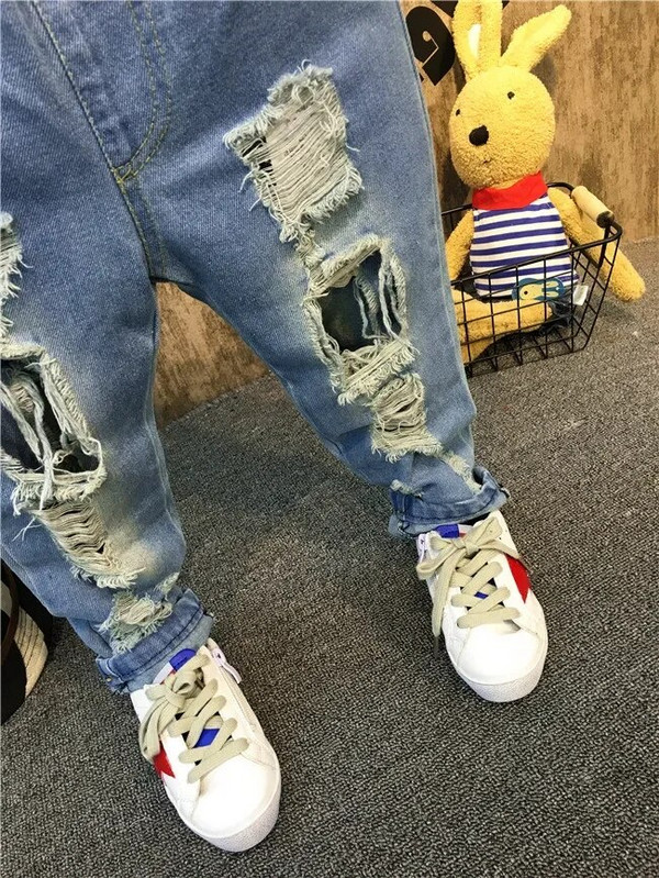 Μωρό αγόρι Loose Jeans Νέα μόδα Κορεάτικο στυλ Casual Holes Sto Jeans Άνοιξη Καλοκαίρι παιδικό τζιν παντελόνι για 2-6 χρόνια