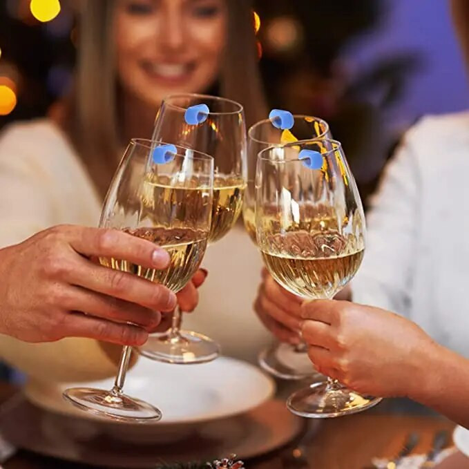 Vyno taurės žymeklis gėrimų sultys šampano taurės etiketė Daugkartinio naudojimo puodelio žymėjimo žyma atpažinimo juosta vakarėlio spalva atsitiktinė