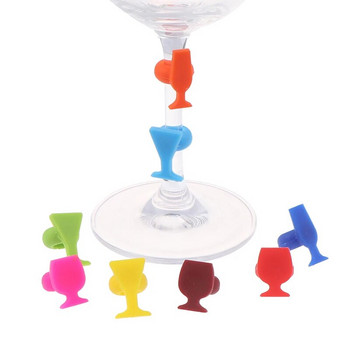 8 τεμ. Σημάδι σιλικόνης για ποτήρι κρασιού Creative Drinking Cup ID Σήμα Κυπέλλου Πάρτι (Τυχαίο χρώμα)