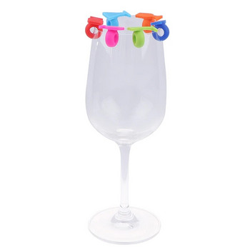8 бр. Силиконов маркер за чаша за вино Креативна чаша за пиене Идентификатор Знак за купа за парти (произволен цвят)