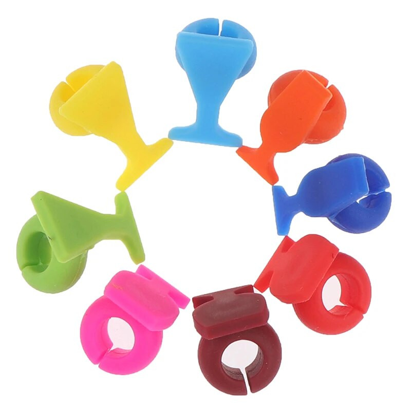 8 vnt. Silikoninis vyno stiklo žymeklis Creative Drinking Cup Identifier Party Cup ženklas (atsitiktinė spalva)