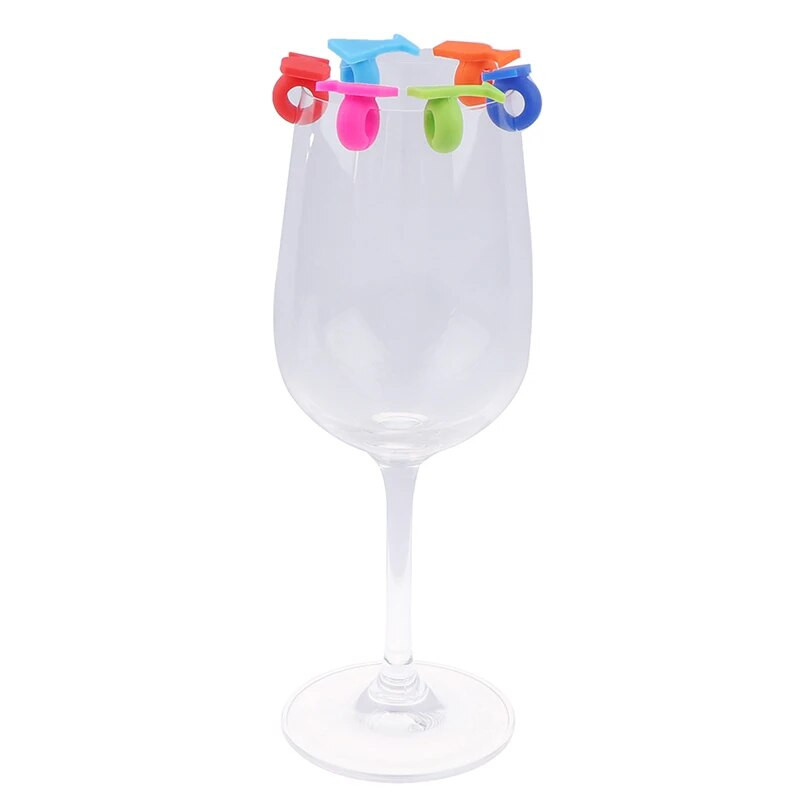 8 vnt. Silikoninis vyno stiklo žymeklis Creative Drinking Cup Identifier Party Cup ženklas (atsitiktinė spalva)