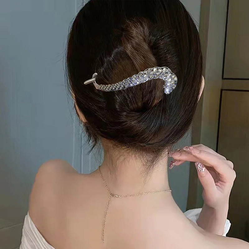 Agrafe de păr cu coadă de pește din strasuri de epocă Agrafe de păr elegante cu ciucuri de perle de imitație pentru femei Accesorii pentru păr