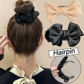 Fashion Bowknot Hair Claw lány hercegnőhöz Elegáns francia masnis fejdísz Kapcsolós vissza Updo Hair Shark Clip Crab Stick fejfedő