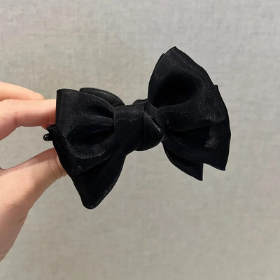 Fashion Bowknot Hair Claw lány hercegnőhöz Elegáns francia masnis fejdísz Kapcsolós vissza Updo Hair Shark Clip Crab Stick fejfedő