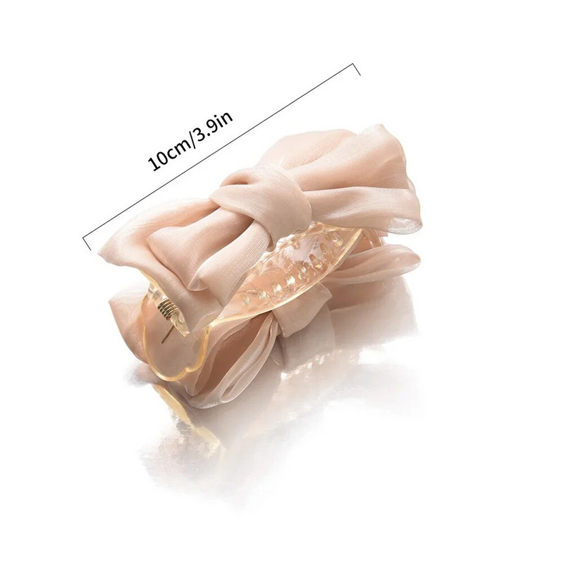 Fashion Bowknot Hair Claw lány hercegnőhöz Elegáns francia masnis fejdísz Kapcsolós vissza Updo Hair Shark Clip Crab Stick fejfedő