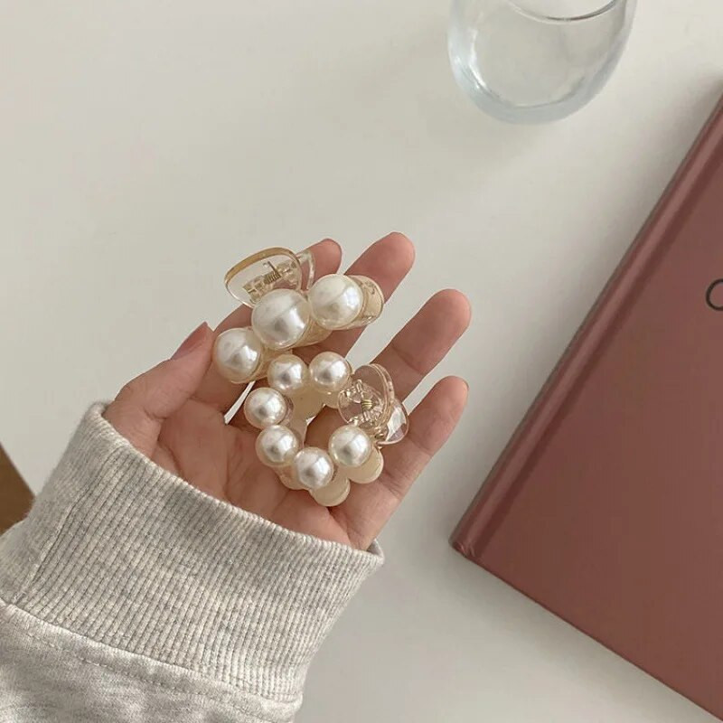 Sweet Mini Pearl Hajkarmok Akril Kerek Hajtűk Rák Divat Vékony Haj Barrettes Clipek Női Lány Napi Hajformázó Eszköz