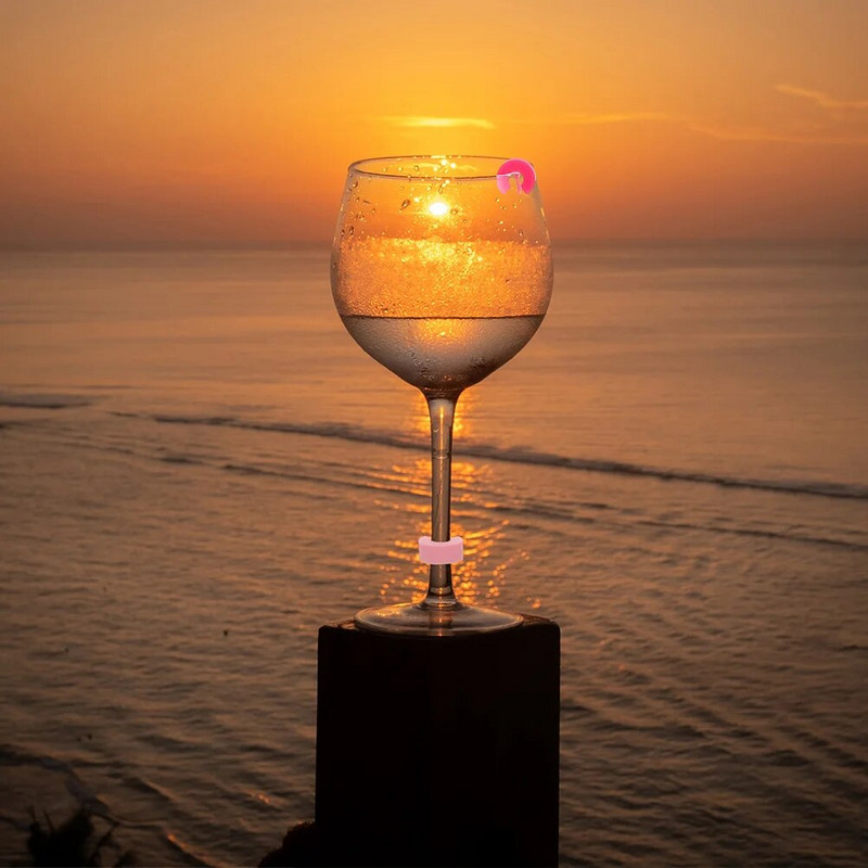 Bor szilikon bűbáj jelzők Italjelölő koktélpohár azonosító címkék Pezsgő ivás szár nélküli tábla címke Hordozható