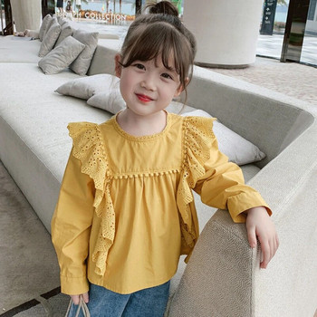 Ризи за момичета за деца Пролет Есен Блуза с дълъг ръкав Модни горнища Корейски дрехи за момичета за малки деца Есен Нов детски костюм 2-7 години