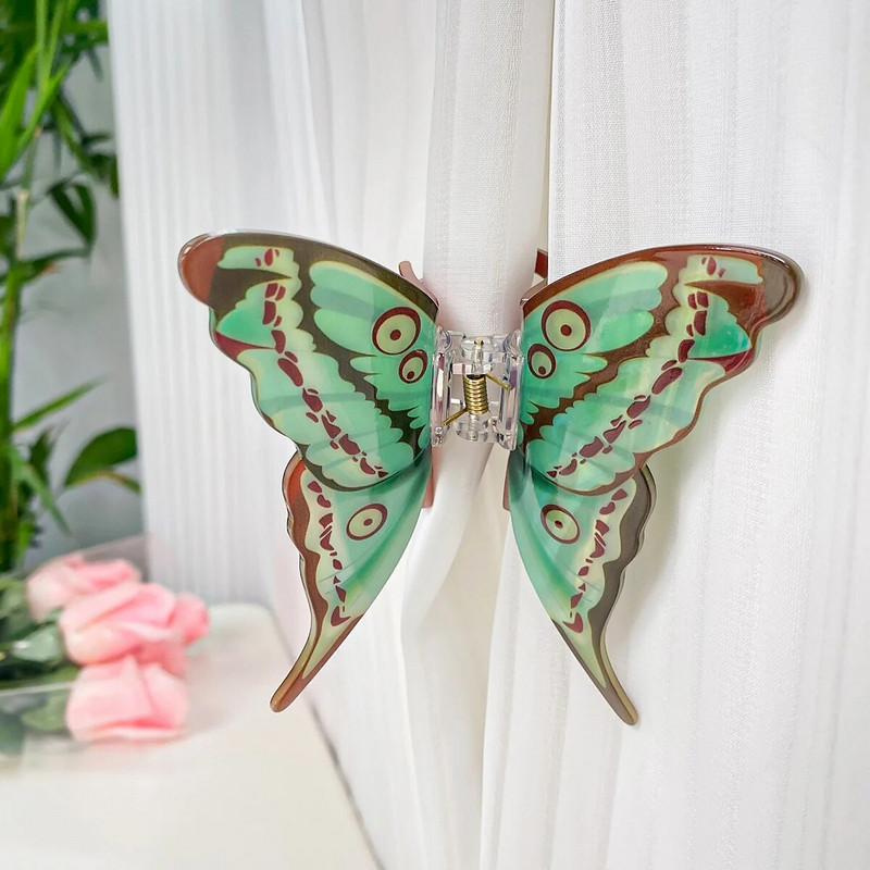 Gheare de păr tip fluture cu imprimare colorată, dulce, romantic, albastru violet, ac de păr pentru femei, fete, bijuterii, cadou HUANZHI 2023 NOU