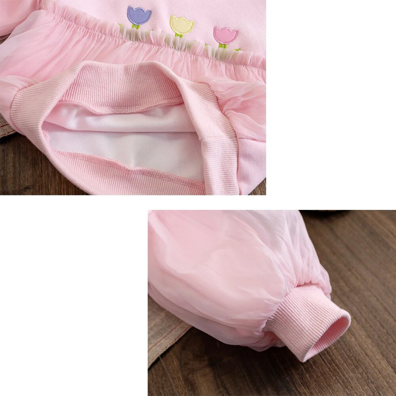 Lányos pulóver csipke virágos pulóver gyerekeknek 2023 tavaszi őszi virágos hímzés baba felsők gyerekruhák koreai stílusban